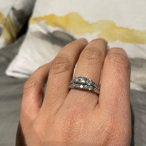 14k white gold diamond wedding set